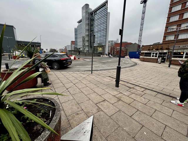Existing drop-off zone at Leeds station's short-stay car park