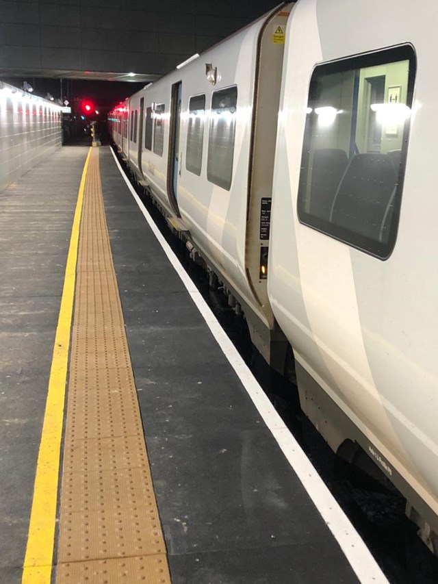 Gatwick platform 7 test train