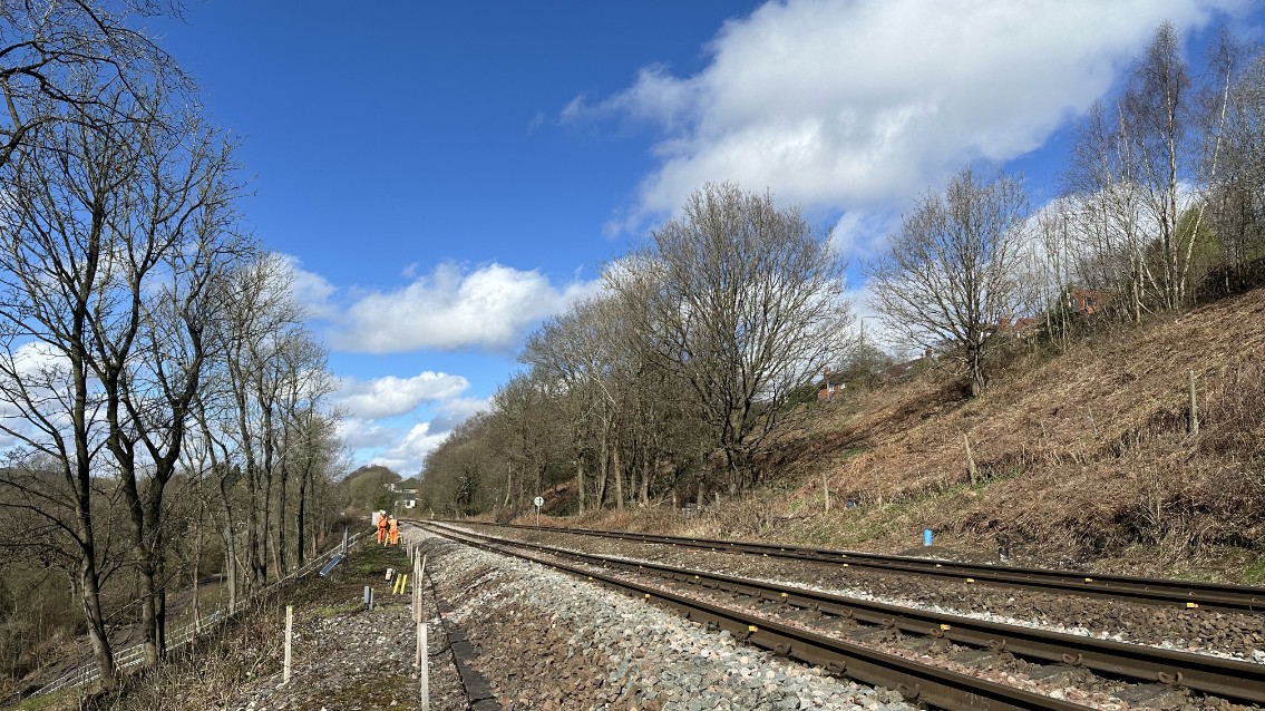 New Mills residents invited to find out more about railway work: The site of emergency work at Hague Fold