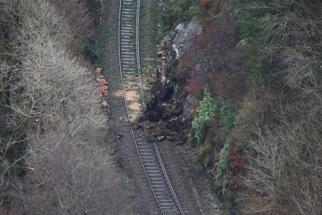 Damage to the railway caused by Storm Doris