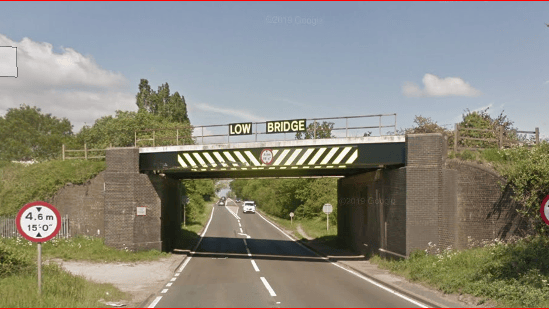 Network Rail reveals a bridge is struck every five hours, naming Britain’s most-bashed bridges and urging drivers to ‘Wise Up and Size Up’: Watling Street bridge Hinckley (1) (1)