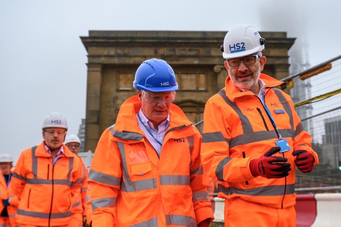 Richard Parker's first HS2 site visit, with HS2 Executive Director of Stations Huw Edwards