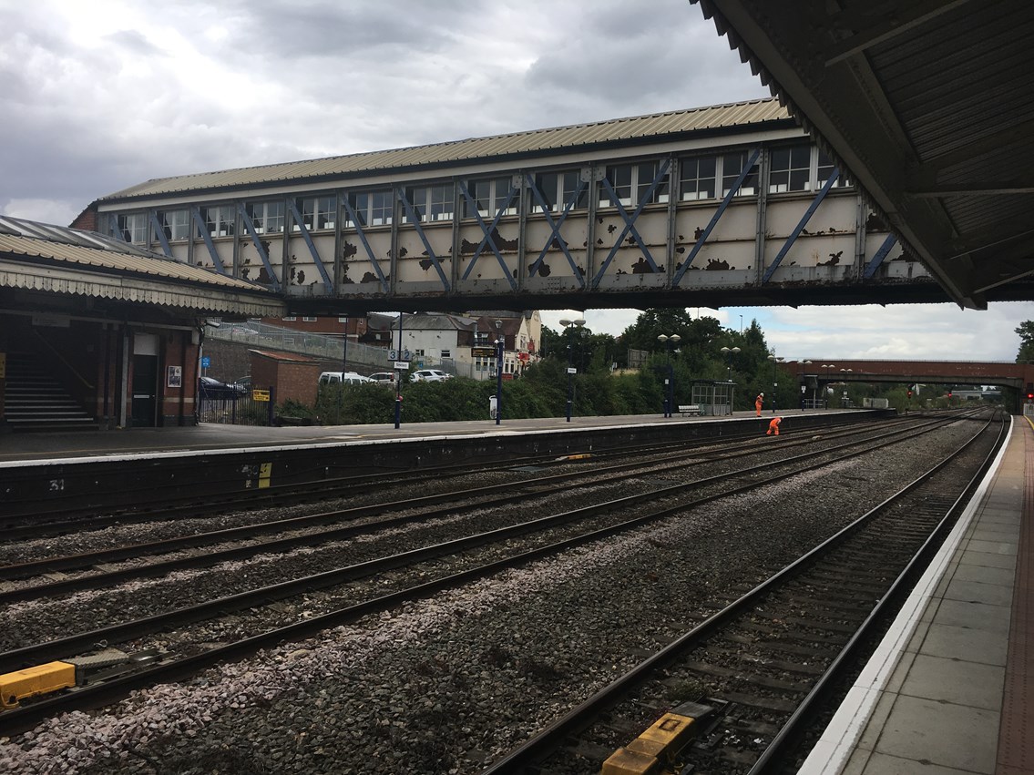 Current footbridge at Newbury station taken from platform 1