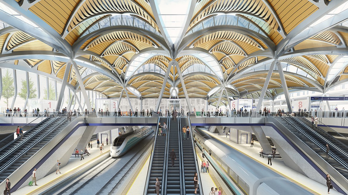 HS2 reveals station design and Euston master development partner shortlists: Euston HS2 high speed platforms