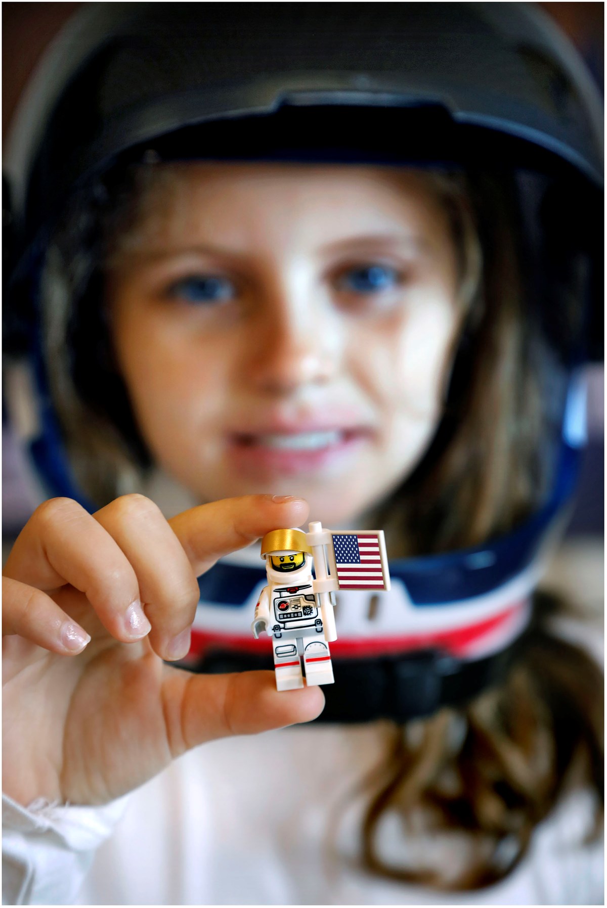 Chloe Spencer (9) looks forward the opening of the National Museum of Flight’s Brick History LEGO® display this Saturday.  Running at the East Lothian attraction until 5 November, the display depicts pivotal moments in world history in LEGO® and is accompanied by hands-on family events including the chance to build a LEGO® Saturn V space rocket at a Big Build Weekend on 26 and 27 August. Credit: Paul Dodds