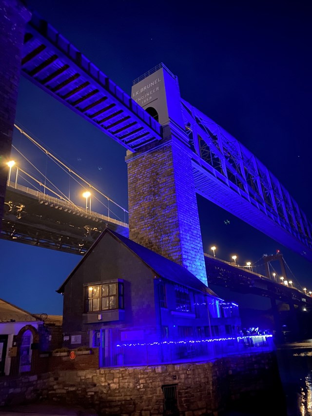 Royal Albert Bridge lit up in show of support for NHS: The Royal Albert Bridge-4