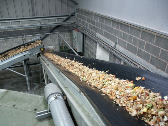 Food waste being treated at the processing plant
