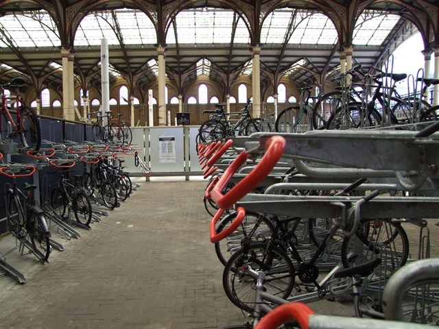 CYCLE PARKING BOOST FOR LIVERPOOL STREET STATION: Double-decker cycle racks at Liverpool Street station (1)