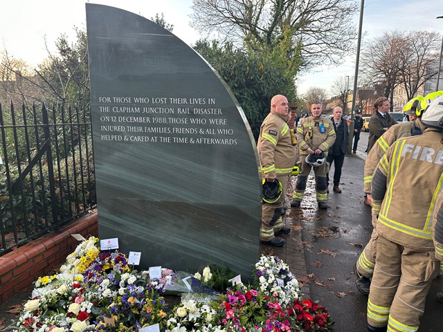 35 years on: Rail industry partners hold annual memorial service to remember those who sadly lost their lives in the 1988 Clapham rail crash: Wreath laying at Clapham memorial