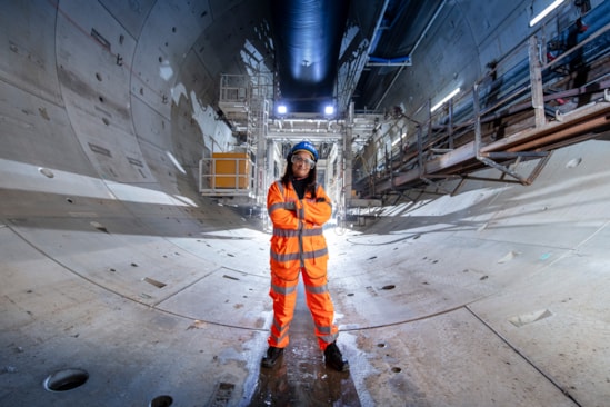 HS2 TBM Sushila Hirani visit 4: Sushila Hirani, a local schoolteacher who was chosen by a local school to have a HS2 TBM named after her, visits TBM Sushila to see progress as the tunnelling neared completion.