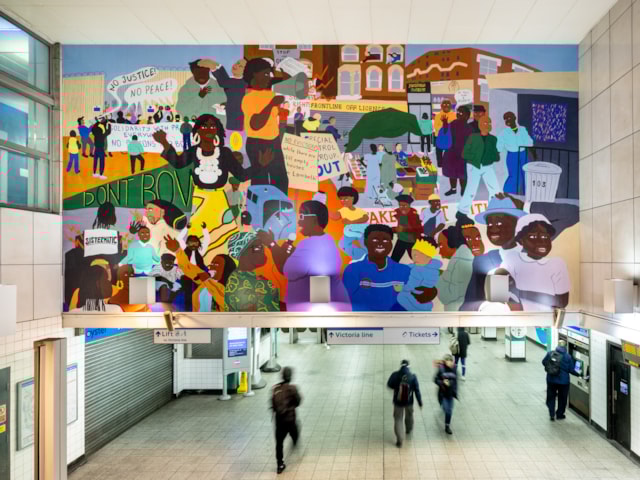 Rudy Loewe, The Congregation, 2025. Brixton Underground station. Commissioned by Art on the Underground. Photo -  Angus Mill (1)