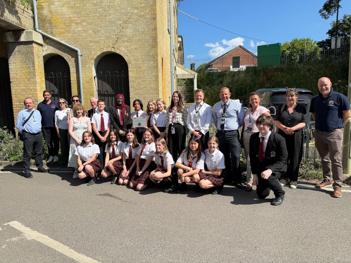 Romsey School with their plaque