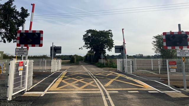 Three level crossing upgrades to help keep Norfolk moving safely and reliably: Belaugh Lane level crossing after the work