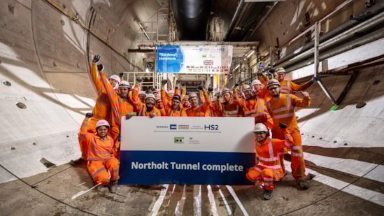 Miners from TBM Anne celebrate completing the Northolt Tunnel: Miners from TBM Anne celebrate completing the Northolt Tunnel