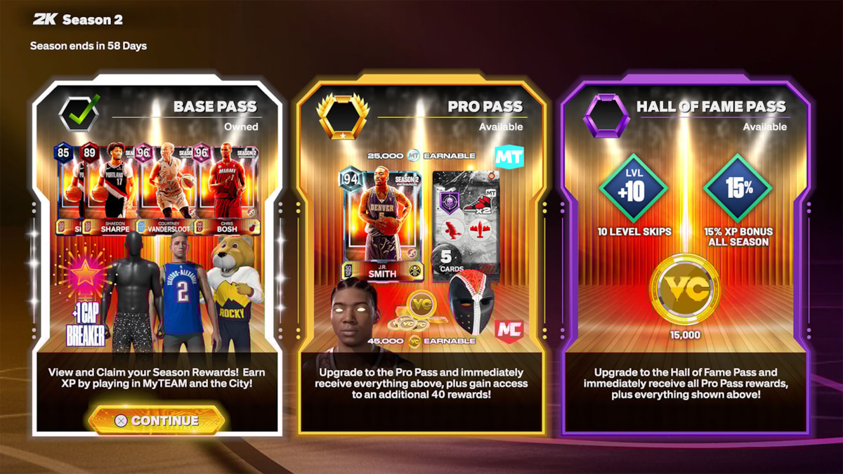 NBA 2K26 SEASON 2 SEASON PASS IN-GAME MENU