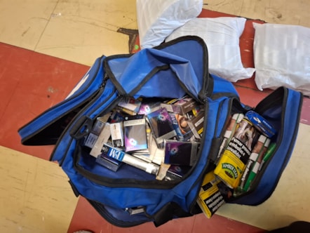 The team discovered cigarettes and five pouches of hand rolling tobacco in branded, non-standardised packaging and oversized, non-complaint vapes.