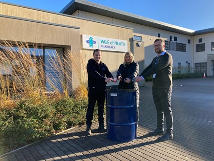 (From left)  Upper Valleys Cluster Lead Pharmacist Niki Watts,  Primary Care Pharmacist Amy David, and Pharmacy Senior Project Manager Oliver Newman-2