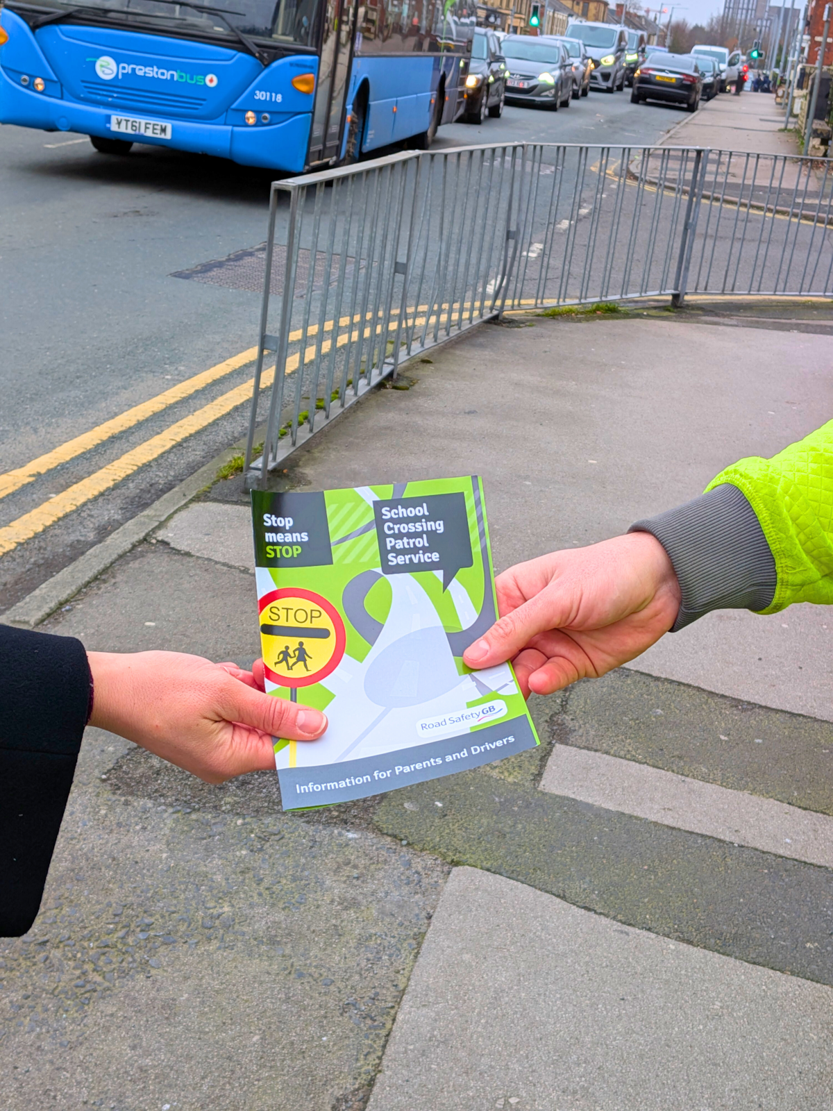 Parents and members of the public were given road safety information