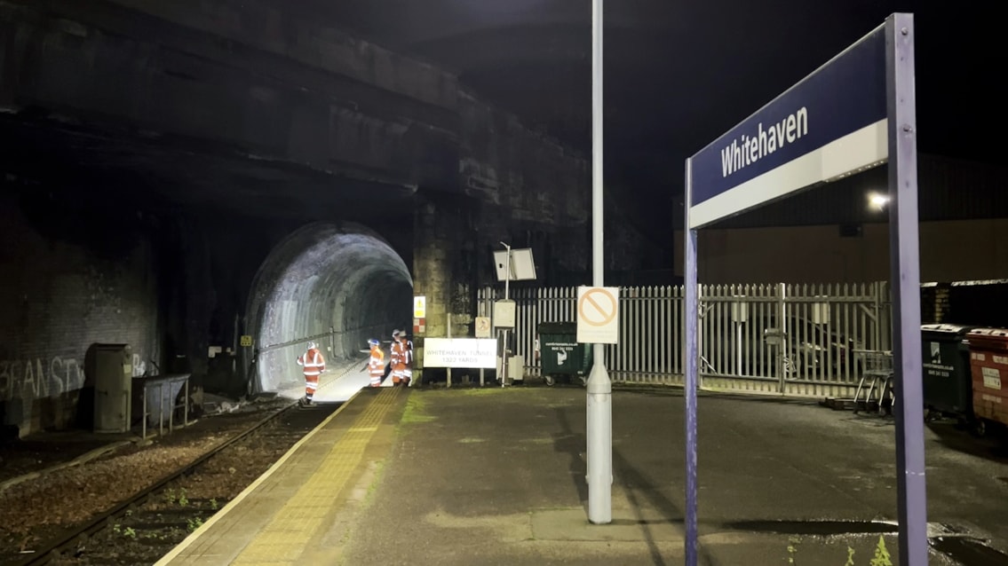 NIght shot at entrance to Bransty Tunnel in Whitehaven