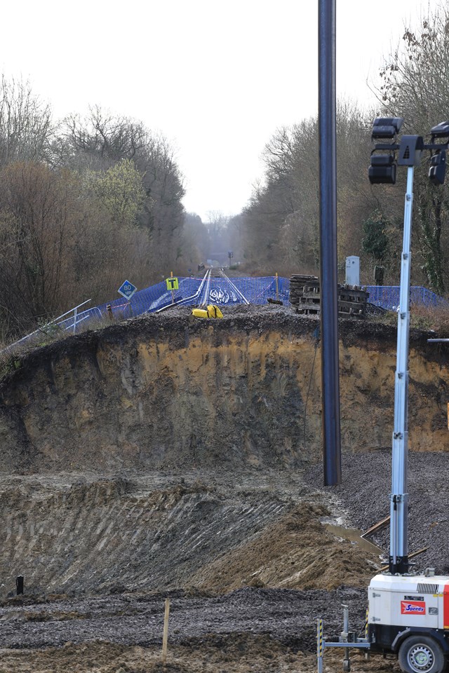 Work underway at the Botley landslip site: Work underway at the Botley landslip site