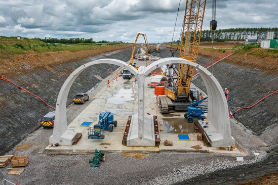 The first ring in place for the Chipping Warden green tunnel June 2022