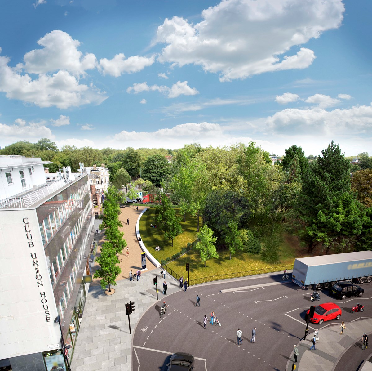 An artist's impression of the completed works at Highbury Corner.
