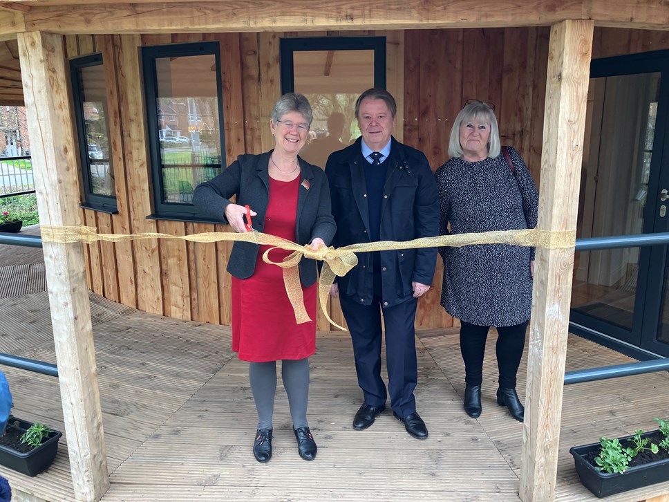MSJ Jane Hutt with Steve Borley and Mary Harris at the opening of the Llanrumney Roundhouse-2