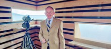 NatureScot Chair Mike Cantlay in the new Phoenix Hide at Loch Leven National Nature Reserve - free use