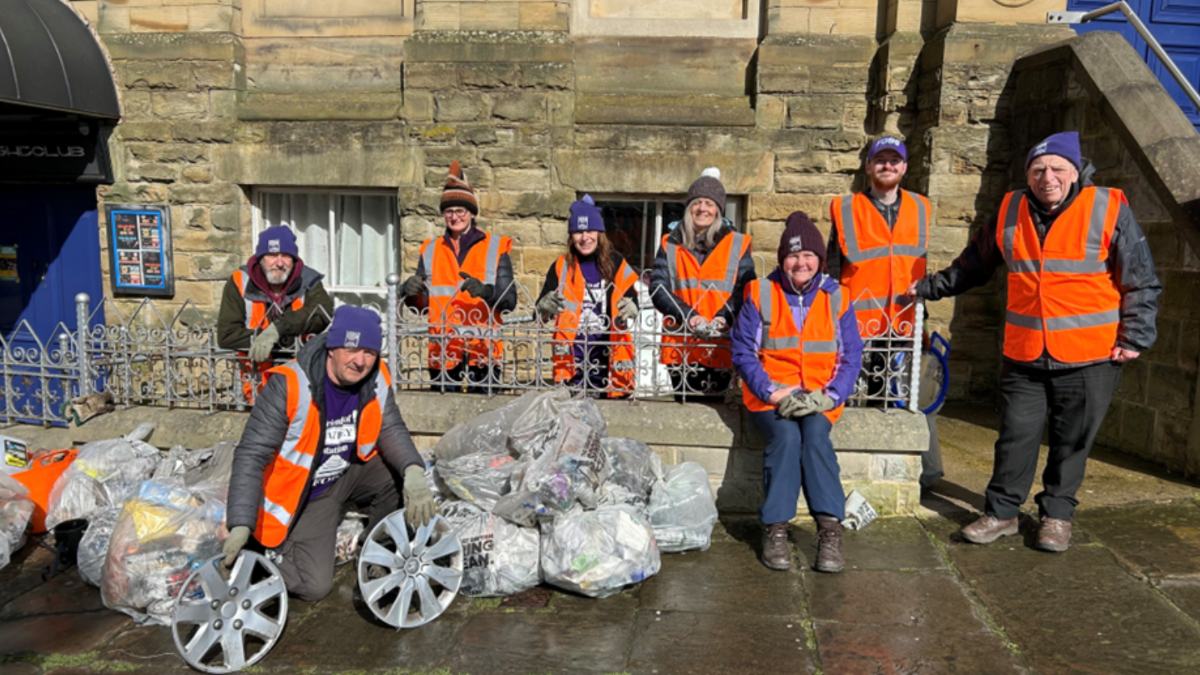 An image of Friends of Batley Station volunteers after they collected litter during the Great British Spring Clean