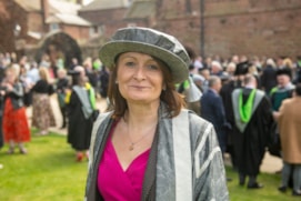 University of Cumbria Vice Chancellor Professor Julie Mennell, pictured at graduations in April 2022, Carlisle Cathedral