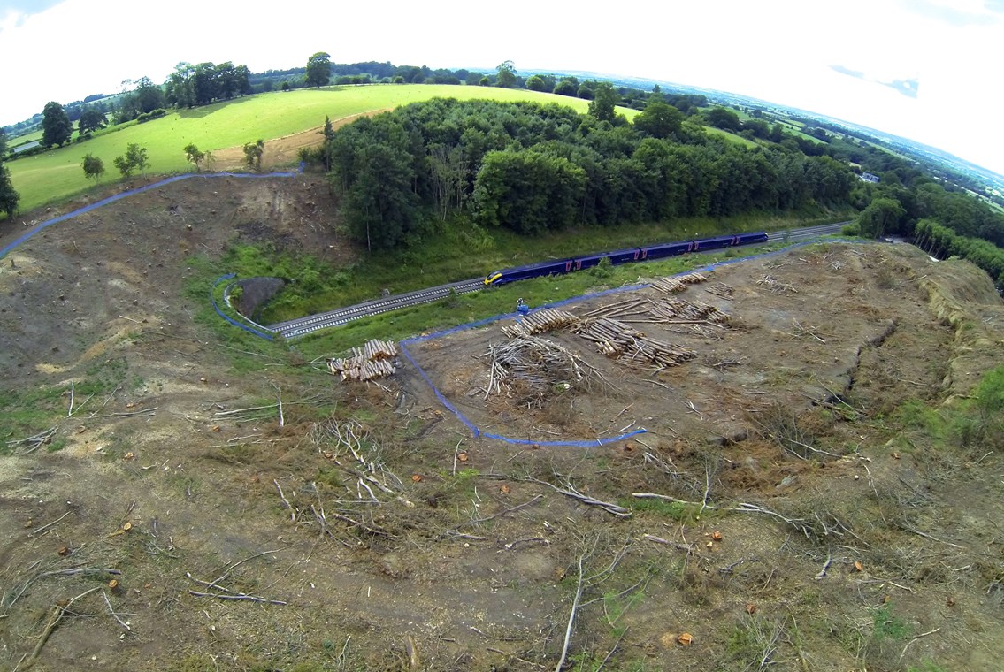 Landslip at Chipping Camden risking the railway: A bird's eye view of the private land owned by Harrowby Estate