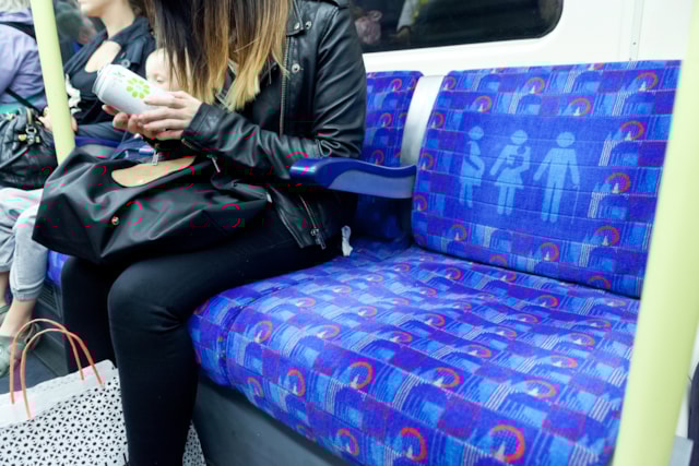TfL Image - Close up of a priority seat on a Tube train