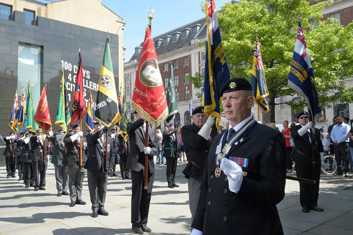 Leeds Armed Forces Day to be marked with a day of festivities and excitement: AFD flag raising standards credit Graham Fotherby