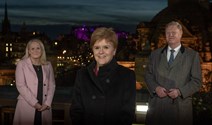 l-r Scottish National Investment Bank CEO Eilidh Mactaggart, First Minister of Scotland Nicola Sturgeon, Bank Chair Willie Watt