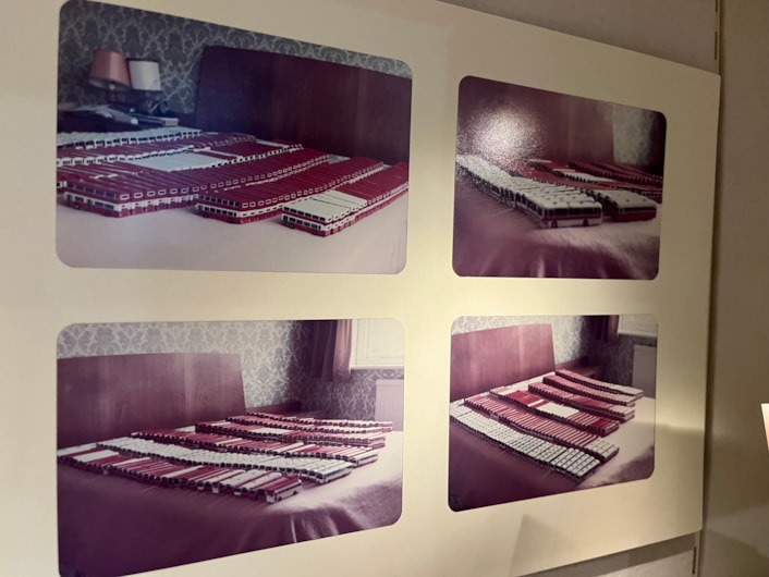 Bus collection: The vast array of replicas created by physicist Dr Gordon Brooke.
The meticulously detailed models each relate to a specific real-life equivalent, complete with service number and with every painstaking detail reproduced using card, packaging and acetate for the windows.