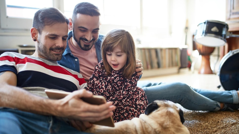 Happy family with dog