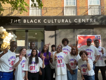 Jasmine Cannon-Ikurusi, CEO of Sapphire, stood alongside her colleagues outside the Black Cultural Centre