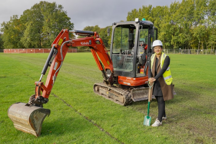Work kicks off on new multi-million pitch perfect sports hub: Cllr Arif Woodhall Sports Hub 2