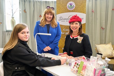 Cllr Elaine Cowan with the Lord-Lieutenant of Ayrshire visit Shimmer and Shine