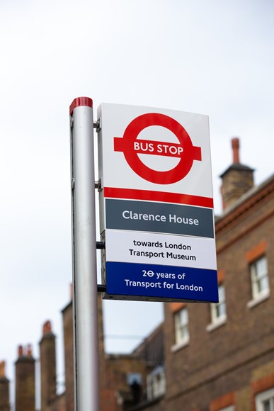 TfL Image - TfL20 Bus stop at Clarence House (portrait)