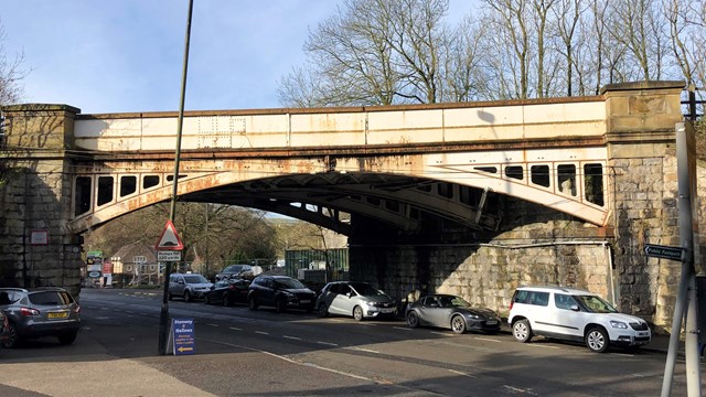 Essential Grade II listed railway repairs start in Whaley Bridge: Buxton road bridge before the work started