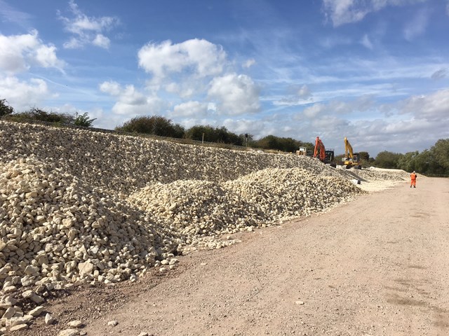 Repairs to the embankment on the Chiltern main line near Bicester