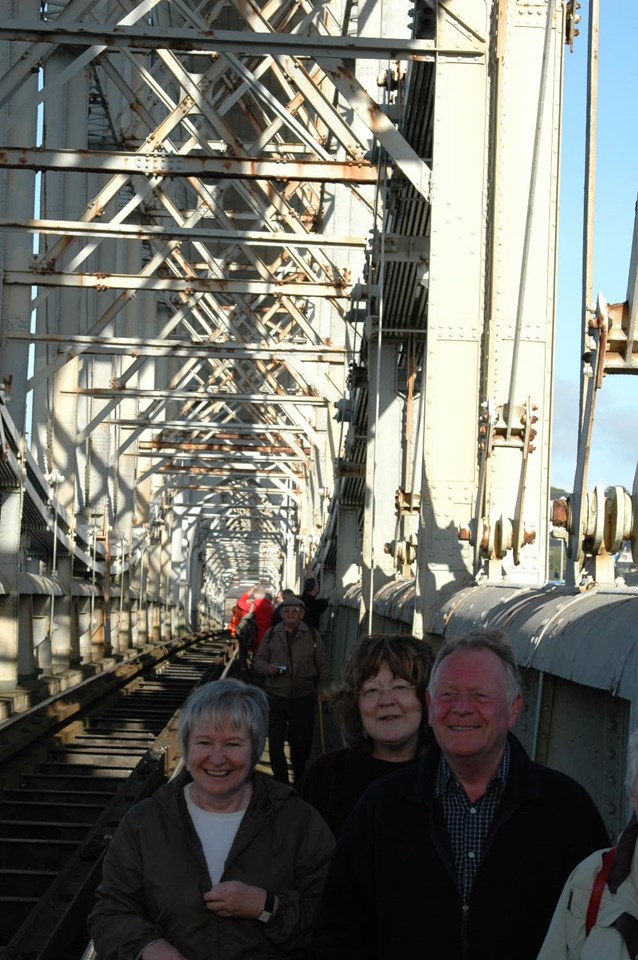 Happy faces at the special bridge walk: RAB 150th year