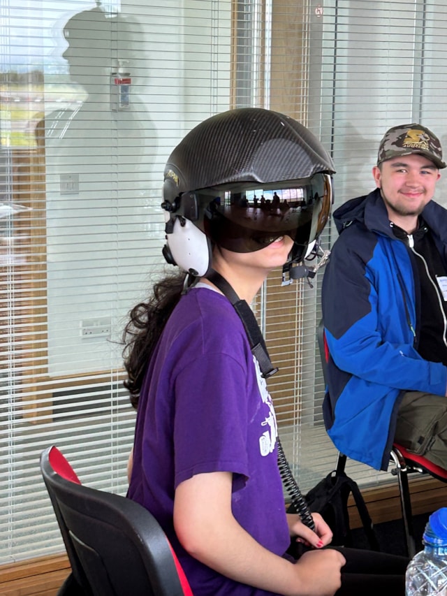 Mariam Rahman trying on the helmet-2