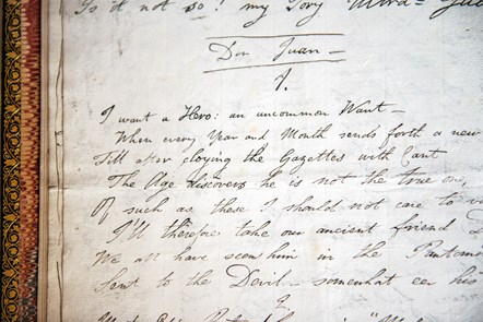 From the manuscript of Don Juan cantos I, II, V in the hand of Lord Byron, 1818-1820