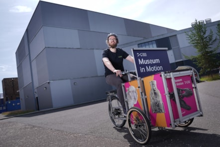 Museum in Motion Cargo Bike down at the National Museums Collection Centre. Image © Stewart Attwood-5