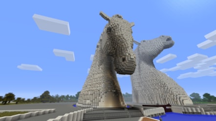 The Kelpies recreated in Minecraft, screenshots courtesy of 4J Studios © Mojang and Microsoft