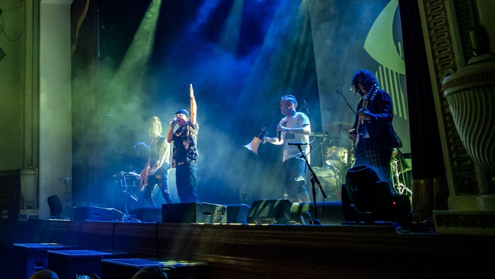 Pop Will Eat Itself performing onstage in Islington. Photo credit: Ila Desai