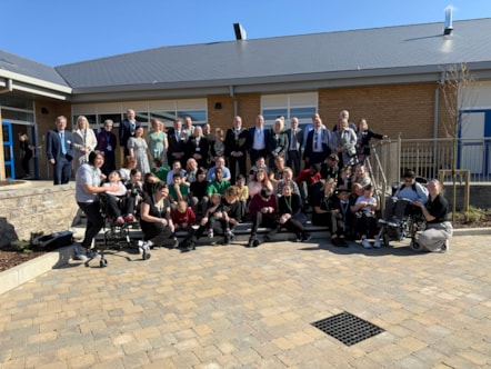 staff, pupils and councillors at the new pens meadow school