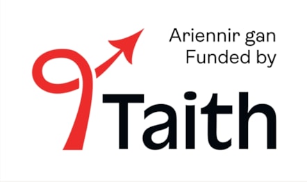 Taith logo funded by Ariennir gan